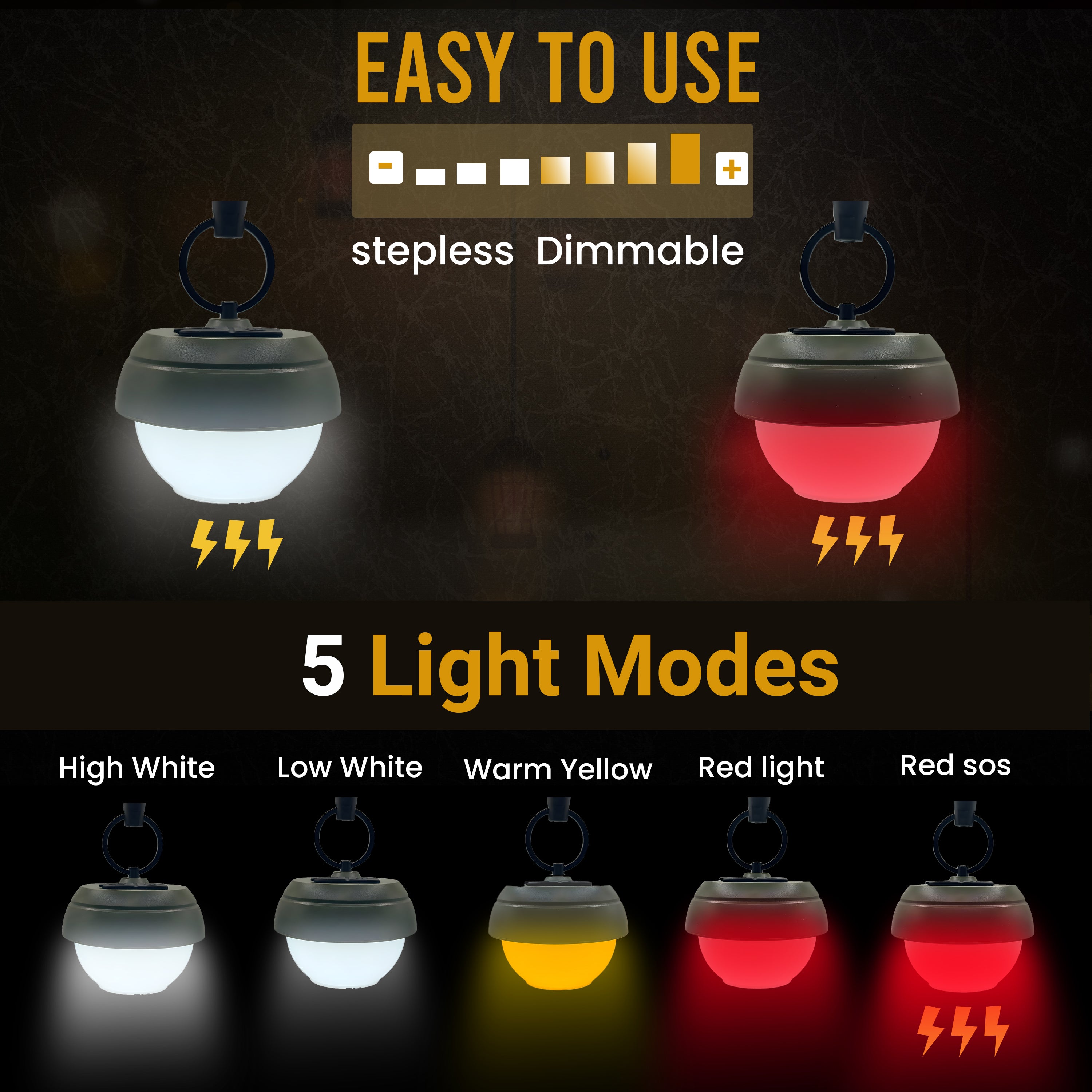 2Pack) Camping Lantern Rechargeable Outdoor Camping Light,Battery Powered Portable Bright Tent Lamp, 5 Light Modes,Waterproof Led Light For Camping & Hiking